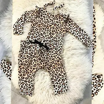 PUDCOCO Novorodenca Dievča Leopard tlač Oblečenie T-Shirt Topy +Dlhé Nohavice Ležérne Oblečenie Podporu veľkoobchod