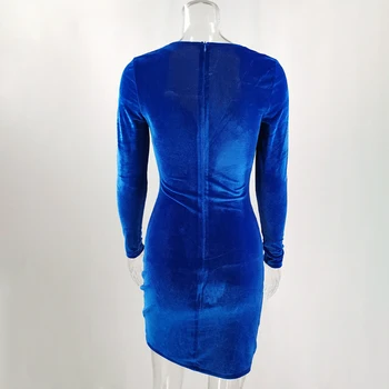 Karlofea Elegantné Zimné Velúrové Mini Šaty, Sexy V Krku Zábal Mini Šaty Modré Zamatové Vianočný Večierok Oblečenie Oblečenie Nové Šaty