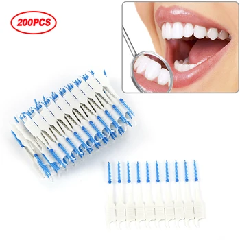 Zubné Dual Medzizubná Kefka 200Pcs Zubnej Nite Hlavy, Zubov, Ústnej Hygieny Špáradlo Zub Vybrať Zubná Kefka na Čistenie Nástrojov