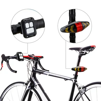 Požičovňa USB Indikátor LED Zadné zadné Svetlo na Bicykel Zase Intenzita Svetla pomocou Bezdrôtového Diaľkového SEC88
