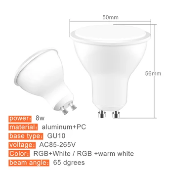 Najnovšie LED Žiarovka GU10 RGB LED Žiarovka 8W RGBW RGBWW Stmievateľné Ampoule LED Svetlá Pre Domáce Dovolenku Dekorácie S Diaľkovým ovládačom