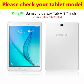 Magnetické PU Kožené puzdro Pre Samsung Galaxy Tab 9,7 T550 T555 SM-T555 Chránič zadný Kryt Pre Kartu 9,7 palcový Prípade+film+pero