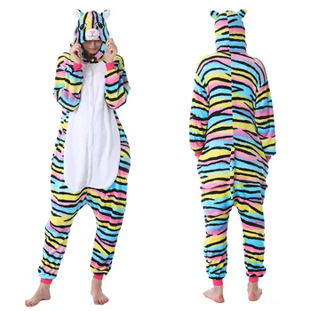 Nastaviť kigurumi Deti Pyžamo Nastaviť Panda Jednorožec Pijamas Dievčatá Chlapci Oblečení Muži Ženy Zvierat Sleepwear Zimné Hooded Flannel oblečenie pre voľný čas