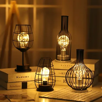 LED Medený Drôt stolná Lampa Železa Dekorácie Svetelné LED Nočné Svetlo Spálňa Decor Posteli Noci, Lampa na batériový Nový Rok 2021
