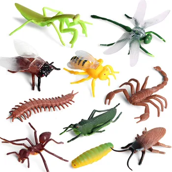10pcs Simulácia Zvieratá Model Hmyzu modlivka zelená Ant Dragonfly Bee Scorpion Akčné Figúrky Zvierat Model Dekorácie, Hračky, Darčekové
