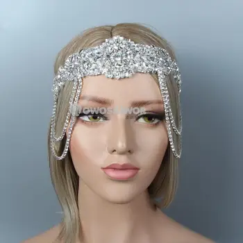 Luxusné Crystal Vlasové Doplnky pre Nevesty Kamienkami Krídlovky hlavový most pre Svadobné 1920 Gatsby Headpiece pre Ženy