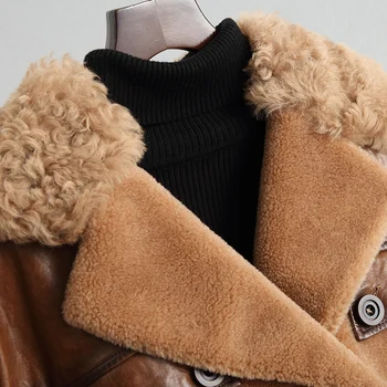 Ženy to Reálne Fur Coat Vlna Bunda na Jeseň Zimný Kabát Oblečenie 2021 Ovce Shearling Ovčej Kabát kórejský Vintage Topy ZT4071