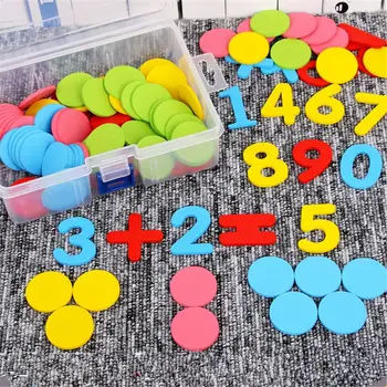 117Pcs Počítadlá Počítanie Čipy 30 mm Zmiešané Farby Matematika Hračka Pre Bingo Čipy Hra Žetóny S Úložný Box K1KC
