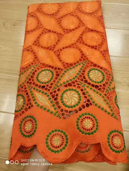 Africké Suché Textílie, Čipky Bazin Riche Getzner 2020 Orange Vysoko Kvalitnej Čipky Žakárové Brocade Nigérijský Čipky Tkaniny Šitie