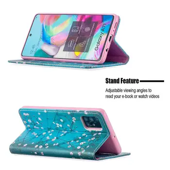 Kožené puzdro Pre Samsung Galaxy A71 puzdro na Samsung A71 SM-A715F A715F Fundas Peňaženku Stáť Knihy Flip Cover Mačka Maľované Coque