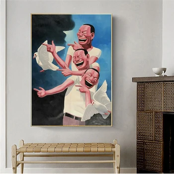 Maliarske plátno Obrázok Obrazy Obrázok Yue Minjun Smeje Človeka Umenie Plagáty a Potlačou obrazov na Stenu pre Obývacia Izba Art Decor