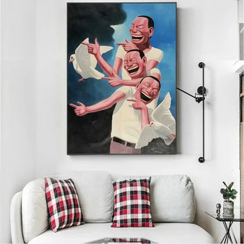 Maliarske plátno Obrázok Obrazy Obrázok Yue Minjun Smeje Človeka Umenie Plagáty a Potlačou obrazov na Stenu pre Obývacia Izba Art Decor