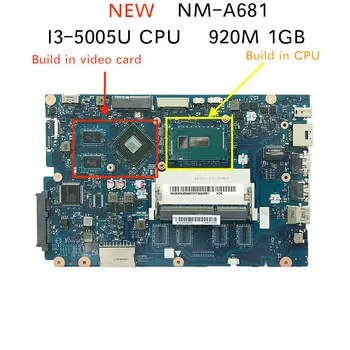 5B20K25385 pre Lenovo 100-15IBD CG410/CG510 NM-A681 Notebook Doska s SR27G I3-5005U CPU 920M 1GB GPU