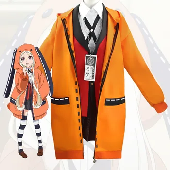 Anime Kakegurui Školské Dievča JK Jednotné Hoodie Parochňu Runa Yomotsuki Cosplay Kostým Kirari Jabami Yumeko Ženy Halloween Šaty