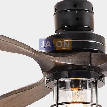 E27 Edison Loft Priemyselné Železa, Skla, Dreva, Stropný Ventilátor.LED Lampa.LED Svetlo.Stropné Svetlá.LED Stropné svietidlo.Pre Foyer Spálne