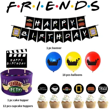 Priatelia TV Show, Narodeniny, Party Dekorácie Dodávky Happy Birthday Banner Tortu Vňaťou Balóny pre Deti, Dospelých Party Decor