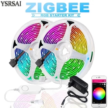 Zigbee mini RGB Controller 10M DC12V RGB 5050 60leds/m, IP65 RGB LED pásy svetla,+Power kit S ZIGBEE 3.0 Hub/e Amazon Echo Plus