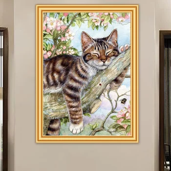 5D DIY Diamond Maľovanie Roztomilý Zvierat Mačka Cross Stitch Plný Vrták Námestie Výšivky Mozaikové Umenie Obraz Kamienkami Domova