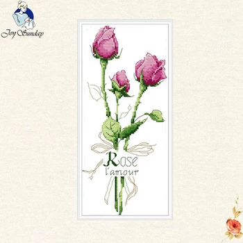 Radosť nedeľu ruže kvet DMC 11CT 14CT Cross Stitch Nastaviť Ručne DIY Výšivky DMC Vyšívanie Auta Darček Pre priateľov Domova
