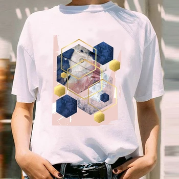 Ženy Grafické Estetické Roztomilý Geometrické 90. rokov Trend Módy Geometrické Krátky Rukáv Tlač Ženské Šaty, Topy Tees Tričko T-Shirt