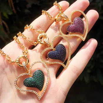 SINZRY hotsale cubic zirconia elegantný tvar srdca prívesok náhrdelníky tvorivé lady príslušenstvo šperky