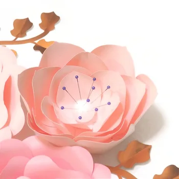 Ručné Baby Pink Rose DIY Papierové Kvety, Listy Set Baby Sprcha Pozadia Dekorácie Dievčatá Škôlky Stenu Deco Video Tutoriály