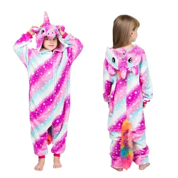 Unicorn Kigurumi Deti Sleepwear Chlapci Dievčatá Stich Panda Pyžamo Deti Legrační Zviera Zimné Onesies Dievčatá Jednorožec Flanelové Pyžamo