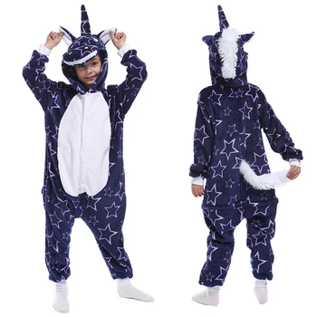 Unicorn Kigurumi Deti Sleepwear Chlapci Dievčatá Stich Panda Pyžamo Deti Legrační Zviera Zimné Onesies Dievčatá Jednorožec Flanelové Pyžamo