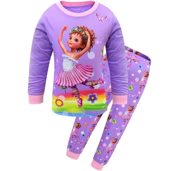 Fancy nancy Dievčatá Princezná Pyžamo Baby Girl Dlhý Rukáv T-tričko + nohavice oblečenie Sady Dievčatá, Deti Vianočné raglan Oblečenie PJS sady