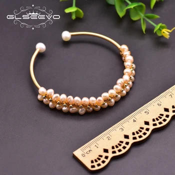 GLSEEVO Originálny Dizajn Dvojvrstvové Prírodné Pink Pearl Kúzlo Náramok Náramok Pre Ženy Strana Ručné Luxusné Šperky GB0210B