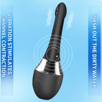 Nové elektrické vibračné zadné súd klystír čistič Pre mužov a ženy používanie vaginálneho a análneho oplachovanie čistiace prostriedky análny masturbator 023