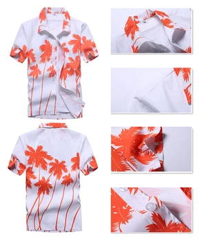 Móda Pláži Havajské Košele Mužov Oblečenie 2020 Lete Coconut Tree Vytlačené Krátky Rukáv Tlačidlo Nadol Havajské Aloha Tričká Pánske