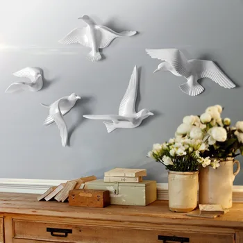 Kreatívne 3D Živice vták Domáce Dekorácie interiéru samolepky na stenu, dekorácie Nábytku, holubice mieru pre maskot 5 ks/set WF