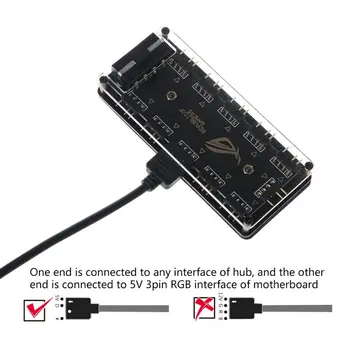 AURA SYNC 5V 3-pin RGB 10 Hub Rozbočovač Napájania SATA 3pin ARGB Adaptér Predlžovací Kábel pre GIGABYTE MSI A SUS ASRock LED