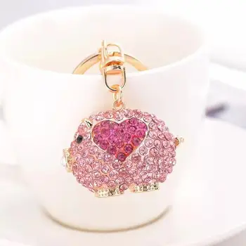 Nové kreatívne roztomilý crystal ošípaných keychain pár kľúč reťazca žena taška prívesok príslušenstvo ošípaných šperky auto krúžok na kľúče