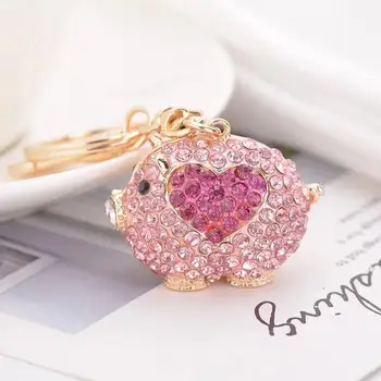 Nové kreatívne roztomilý crystal ošípaných keychain pár kľúč reťazca žena taška prívesok príslušenstvo ošípaných šperky auto krúžok na kľúče