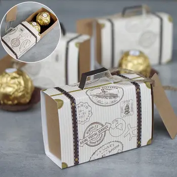 10/50/100KS DIY Mini Kufor Candy Box, Kartón Svadobný Dar Box Candy Balení Taška Udalosť Strana navrhne Svadobné Kartou
