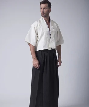 Vintage Čierna Japonci Bojovník Kimono Tradičné Yukata Haori Samuraj Oblečenie Fáze Výkonu Kostým Jedna Veľkosť B-068