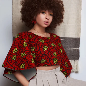 Móda Afriky Oblečenie 2020 Lete Dashiki Sexy Prehrabať Rukáv Topy Späť Duté Plus Veľkosť Americký Afriky Šaty pre Ženy