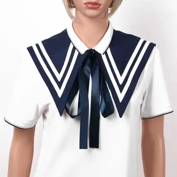 2020 Japonský Štýl Navy Námorník Golier Pre Ženy Luk Krajky-up Nepravdivé, Falošné Golier Roztomilý Oblečenie Príslušenstvo Odnímateľná Falošné Golier