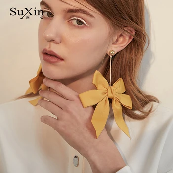 SuXin náušnice 2020 nové jednoduché motýľ uzol temperament náušnice pre ženy dlhé pásiky prívesok náušnice šperky darček