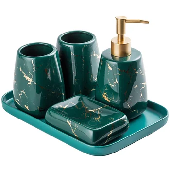Severské Keramické Doplnky, Sanitárnej Keramiky Umývanie Nastaviť Svetlo Luxusné Mramorové Série Kúpeľňa Model Miestnosti Dekorácie kefka držiteľ