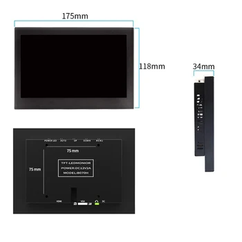 7 Palcový LCD Full HD 1024x600 Prenosný Fotoaparát na Displeji Viewfinders AV Vstup/VGA/HDMI/BNC Black Metal Shell pre PS3/xbox PC Monitor