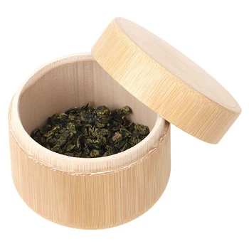 HILIFE Prírodný Čaj Jar Skladovanie Držiteľa Čaj Caddies Kolo Bambusu Čaj Box Mini Prenosných Drevených Matcha Kontajner Organizátor