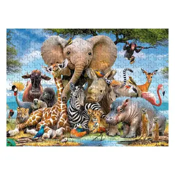 Čisto Drevená 1000 Ks Puzzle Afrických Zvierat Obrázok Jigsaw Puzzle pre Dospelých na Mieru Montáž Puzzle Hry Dary