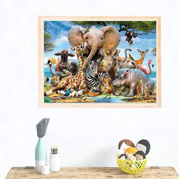 Čisto Drevená 1000 Ks Puzzle Afrických Zvierat Obrázok Jigsaw Puzzle pre Dospelých na Mieru Montáž Puzzle Hry Dary