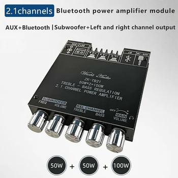 Bluetooth 5.0 Subwoofer Zosilňovač Rada 50W*2+100W 2.1 Kanálový TPA3116D2 Power Audio Stereo Zosilňovač Rada Bass AMP DC12-24V