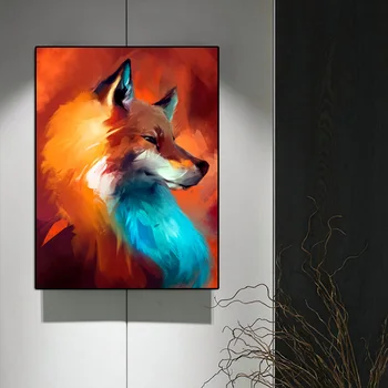 Maliarske plátno Severské Zviera Plagáty a Vytlačí Abstraktné Fox Olej Maľovanie obrazov na Stenu pre Deti Obývacia Izba Cuadros Domova
