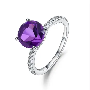 Gem Balet Purple Vintage Snubné Prstene Pre Ženy, Jemné Šperky 2.66 Ct Prírodné Ametyst Drahokam Krúžok 925 Sterling Silver