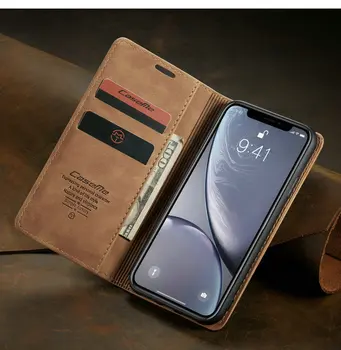CaseMe Retro Kožené Kabelky obal Pre Samsung S20 S10 S9 S8 Luxusné Magneti Držiteľa Karty Peňaženky Kryt Pre iPhone 11 Pro X XR XS Max